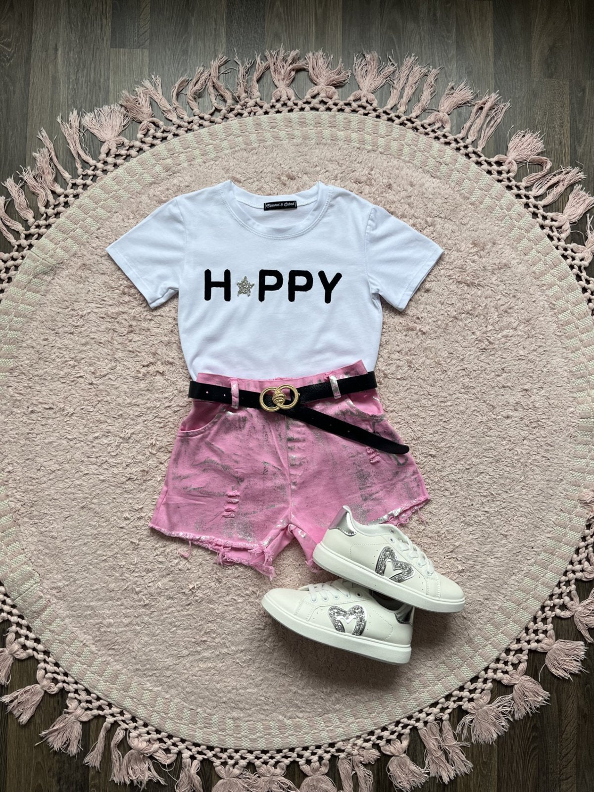 T-Shirt Happy Zwart